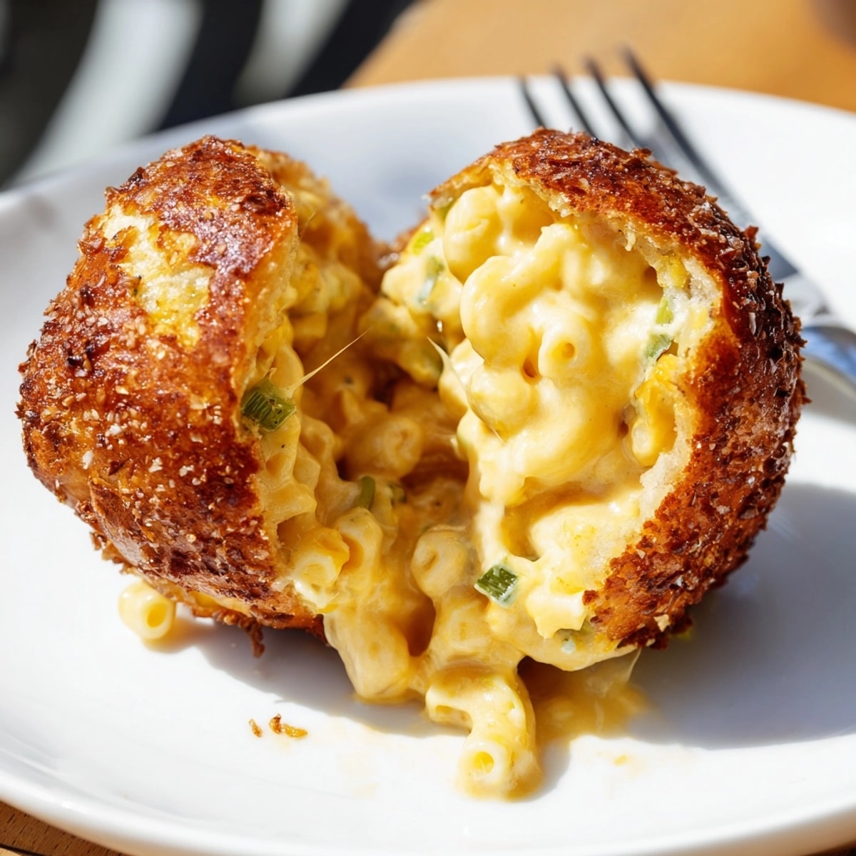 Golden-brown Mac and Cheese Jalapeño Pretzel Bites, fresh from the oven, sprinkled with salt.
