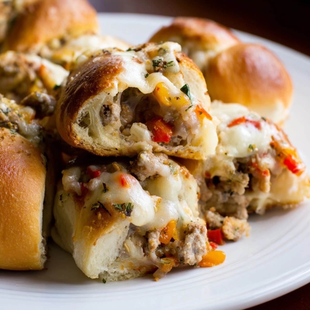 Golden Cheesy Cajun Turkey Stuffed Rolls, warm and fragrant from the oven.