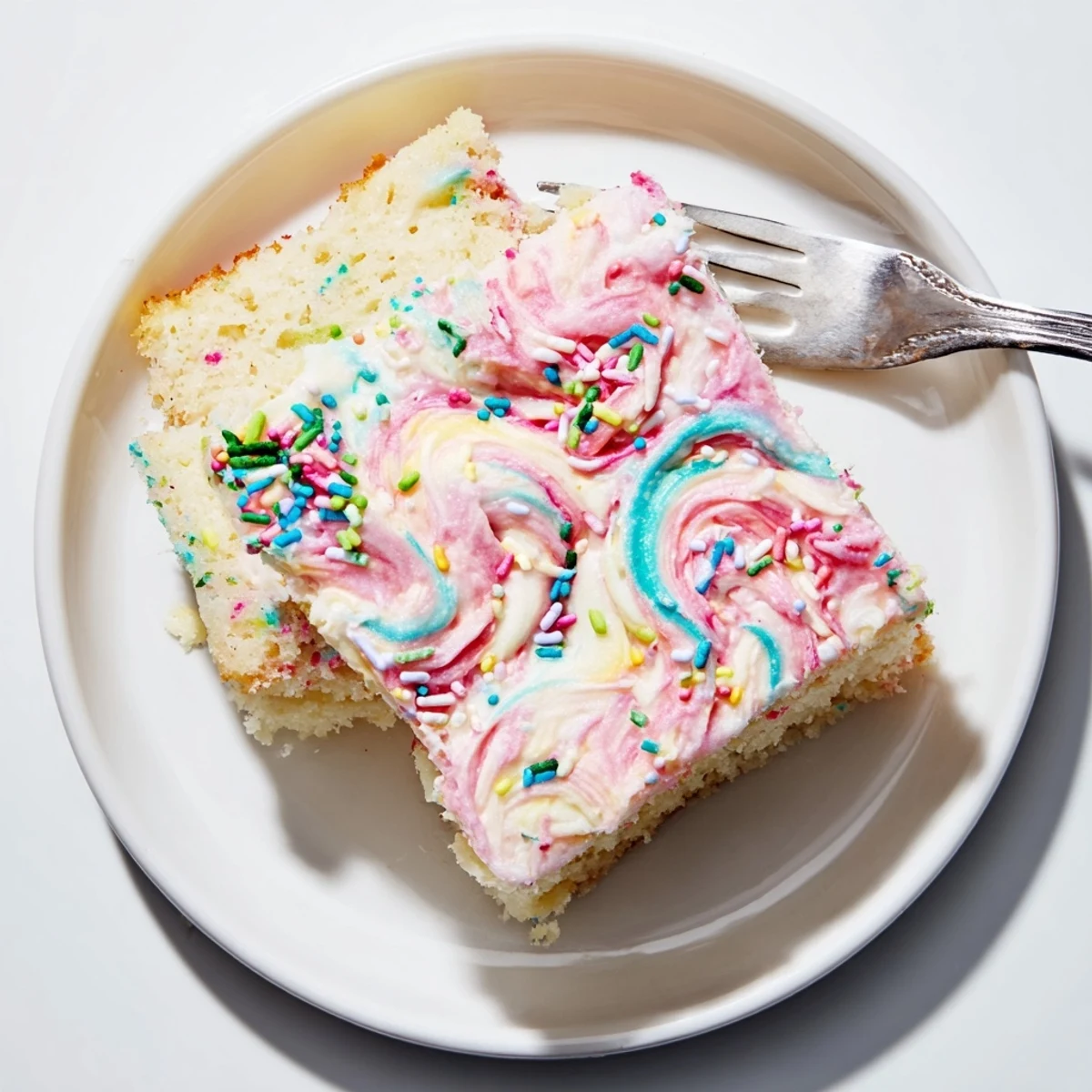 Colorful Not-So-Perfect Birthday Sheet Cake topped with whimsical sprinkles and tasty frosting.  