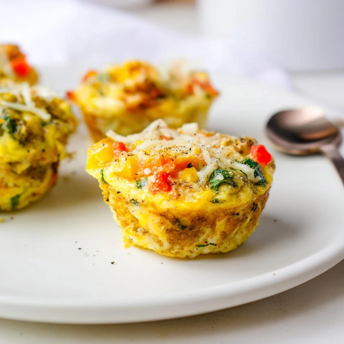 Savory veggie omelette muffins baked to golden perfection, ideal for breakfast meal prep.  