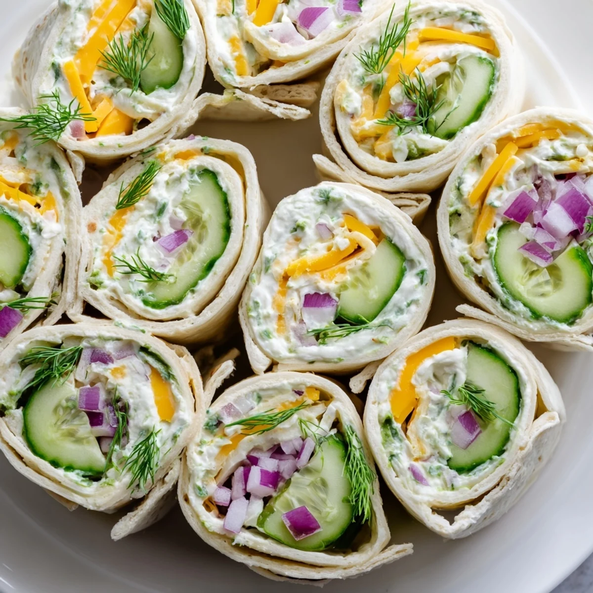 Colorful arrangement of Pickle-in-a-Blanket bites, perfect for parties and picnics.