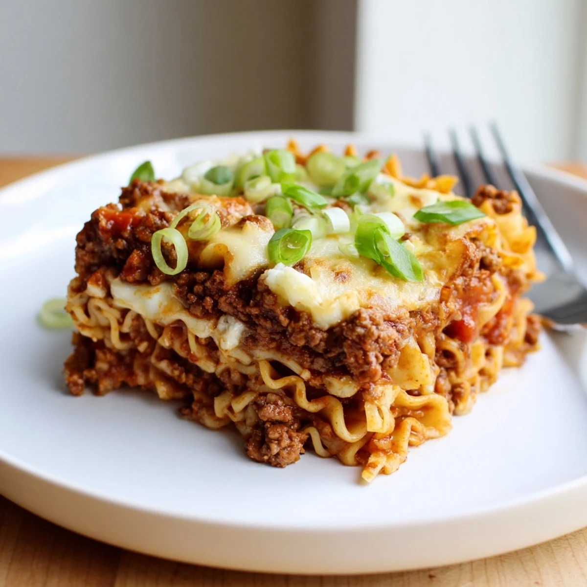 Comforting Spicy Ramen Lasagna with tender noodles and rich tomato, a must-try dish!