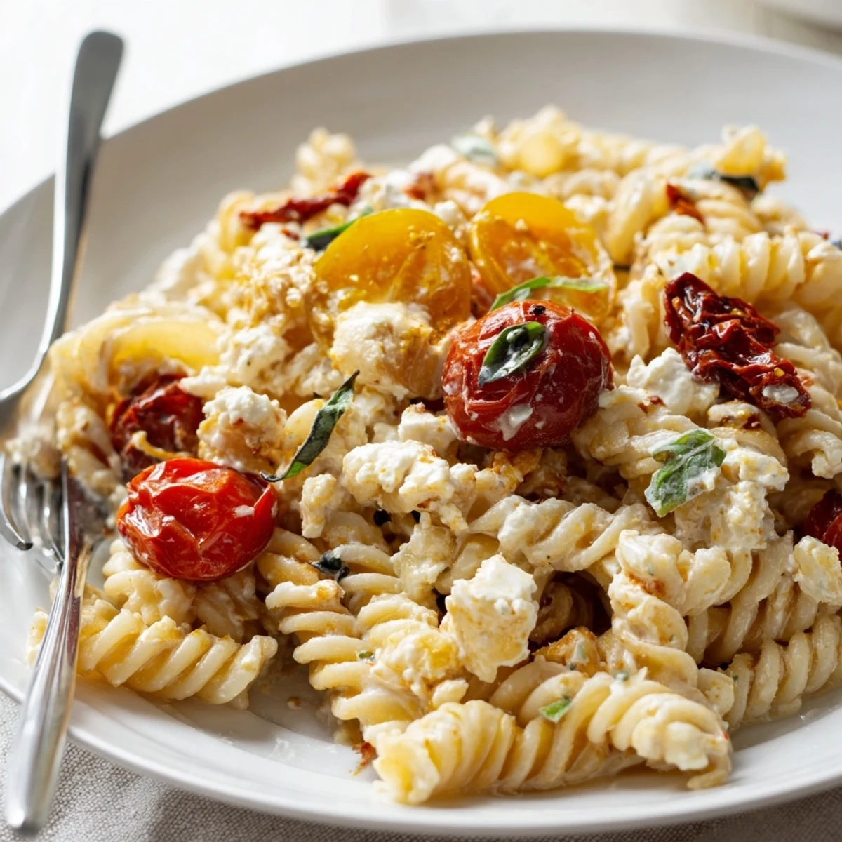 Oven-baked Baked Feta Pasta bursting with flavors and vibrant Mediterranean ingredients.  