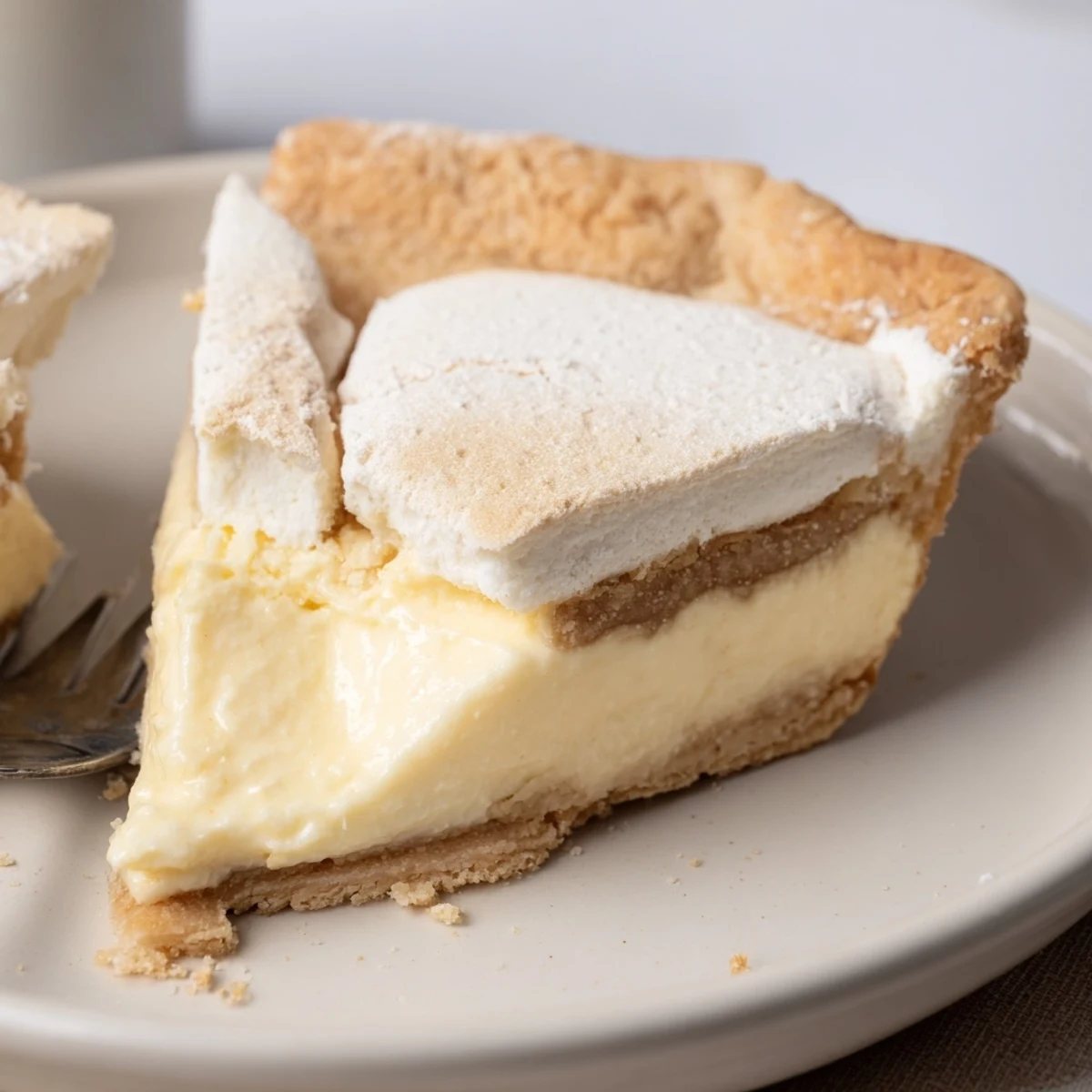 Creamy water pie with buttery crust, a nostalgic Great Depression dessert delight.  
