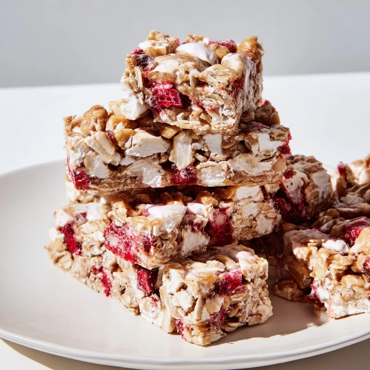 Colorful DIY snack bars loaded with chewy homemade gummies and freeze-dried treats