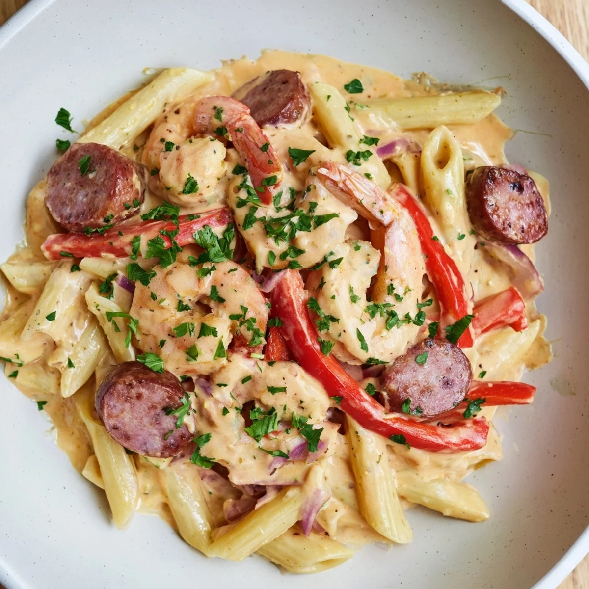 Cajun Sausage Shrimp Alfredo