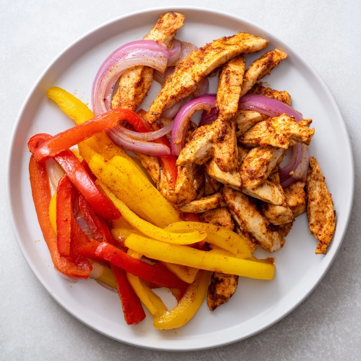 Sheet-Pan Chicken Fajitas: sizzling roasted chicken and colorful peppers, ready for delicious tacos.