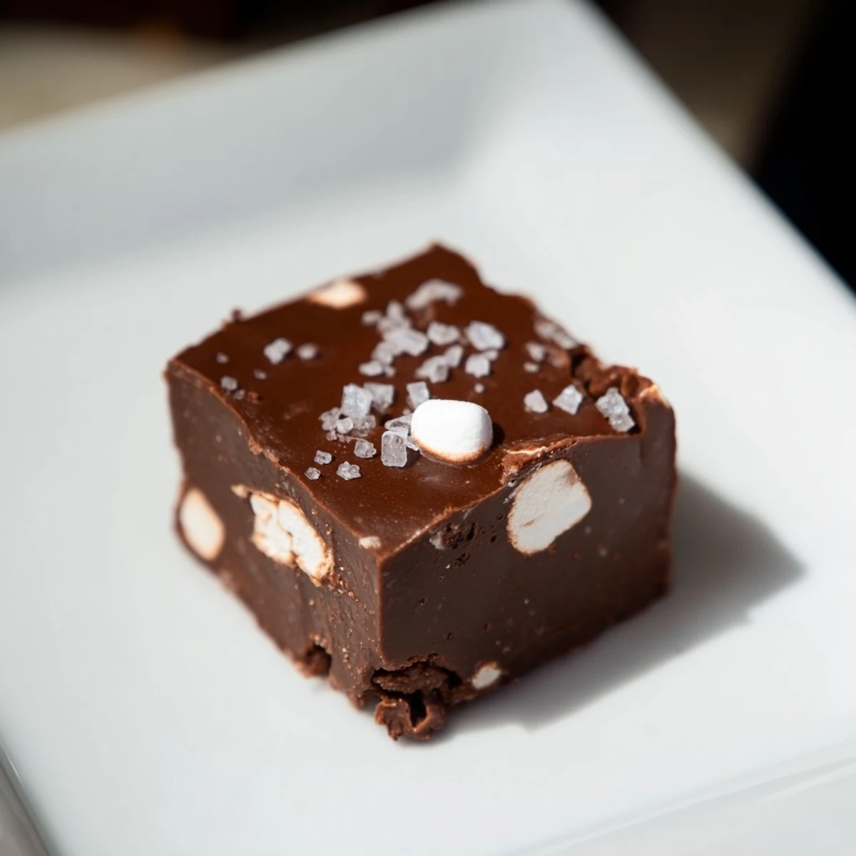 Creamy, decadent Easy Marshmallow Fudge, swirled with vanilla and packed with soft mini marshmallows.