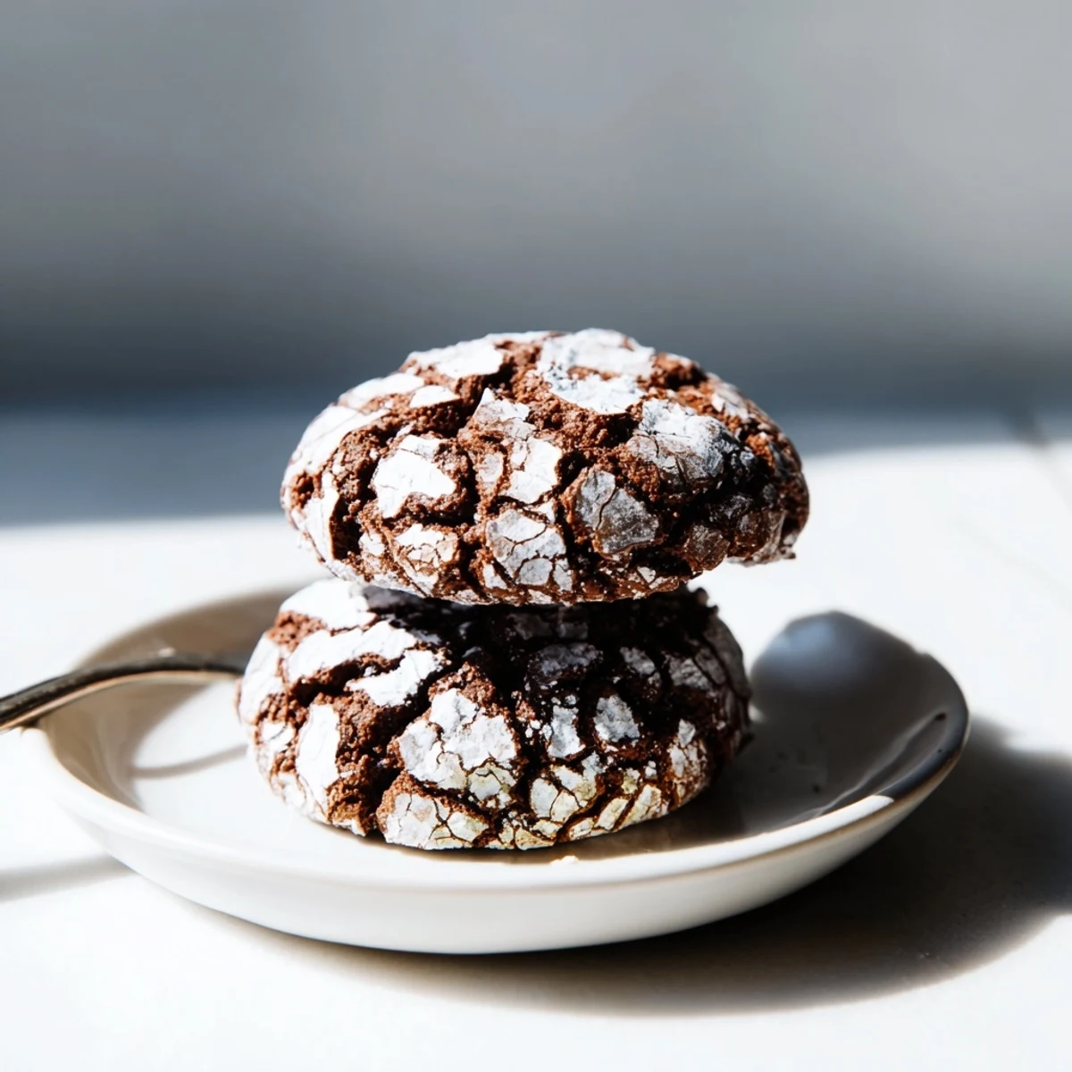 Warm, delightful Chocolate Crinkle Cookies, freshly baked with crackled powdered sugar and soft interiors.