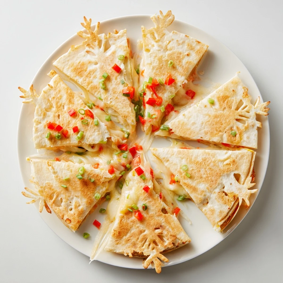 Imagine melty cheese inside these festive Express Snowflake Quesadillas cut into perfect serving wedges.