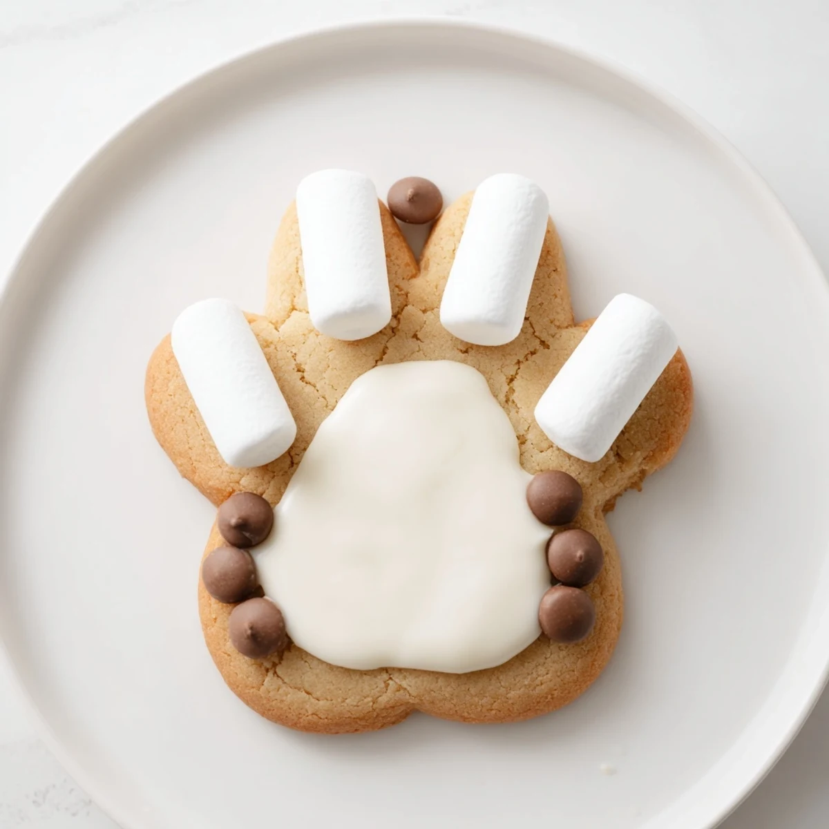 Cute and decorated Polar Bear Paw Print Cookies, perfect for a winter or kids' party dessert.