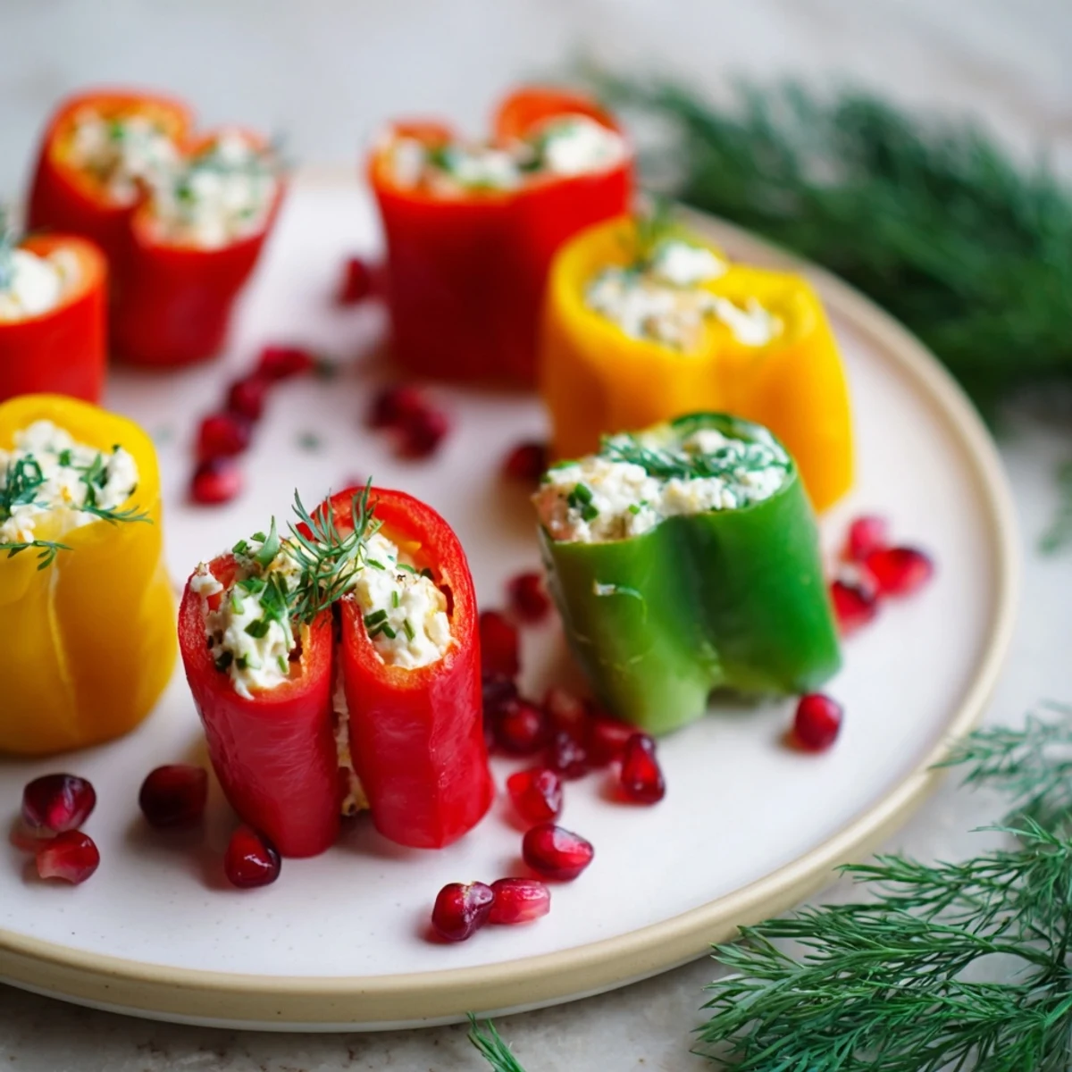 Bright red and yellow Bell Pepper Christmas Bow Appetizers, vibrant and perfectly arranged for a festive bite.