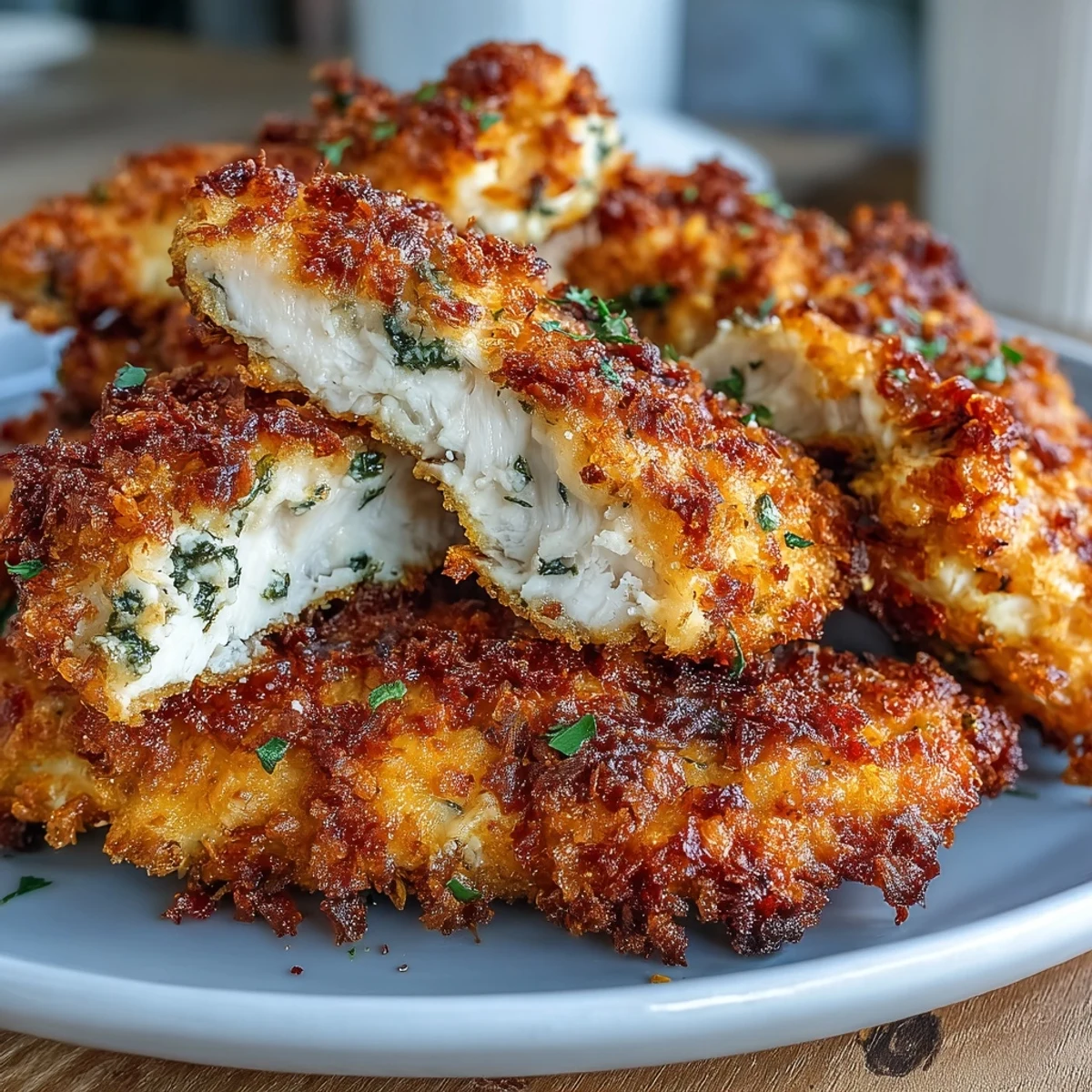 Oven-baked Crispy Panko Ranch Chicken Tenders arranged on a wire rack, showing a crunchy, golden-brown ranch crust.