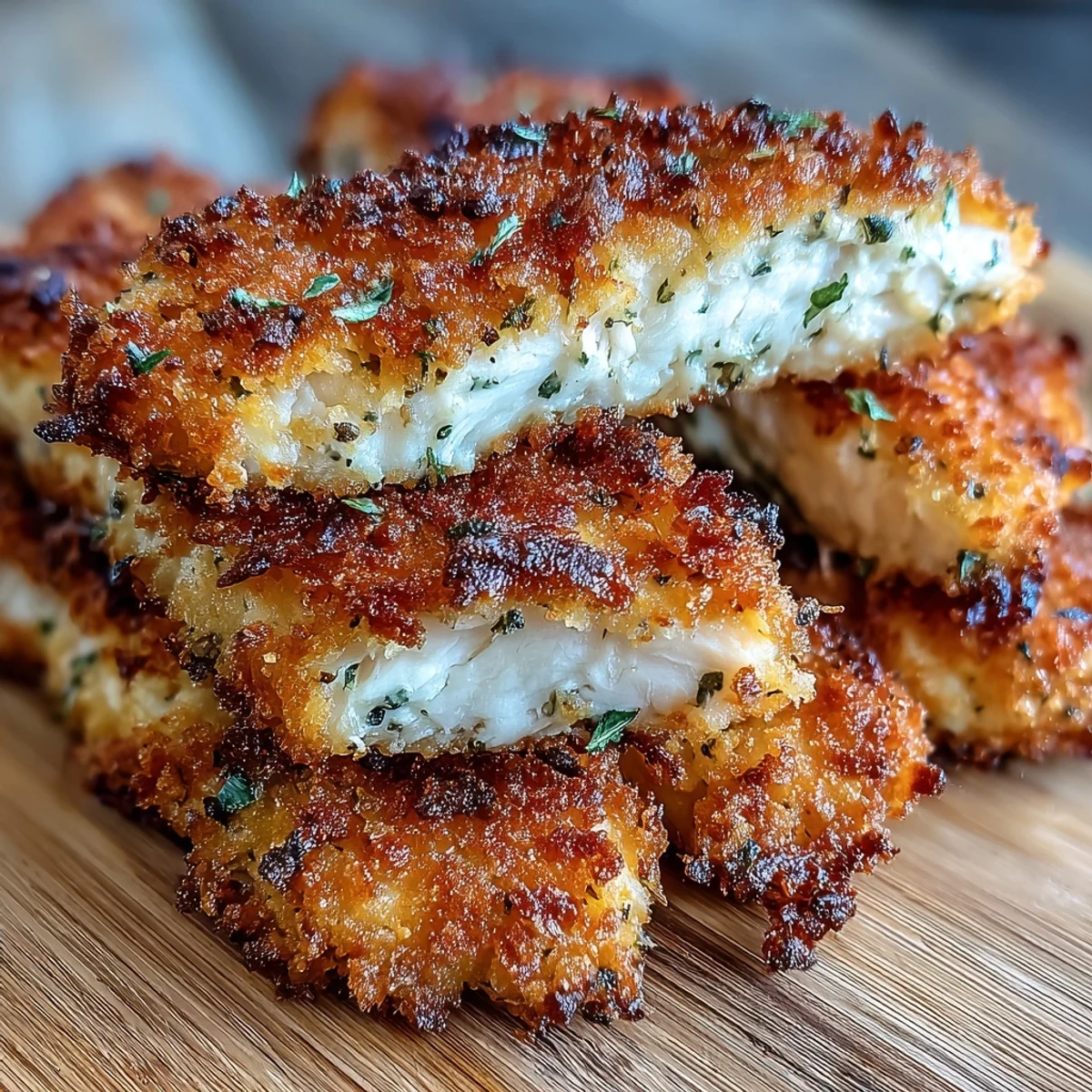 Freshly baked Crispy Panko Ranch Chicken Tenders piled high on a white plate, showcasing a golden, crunchy breading that looks irresistible.