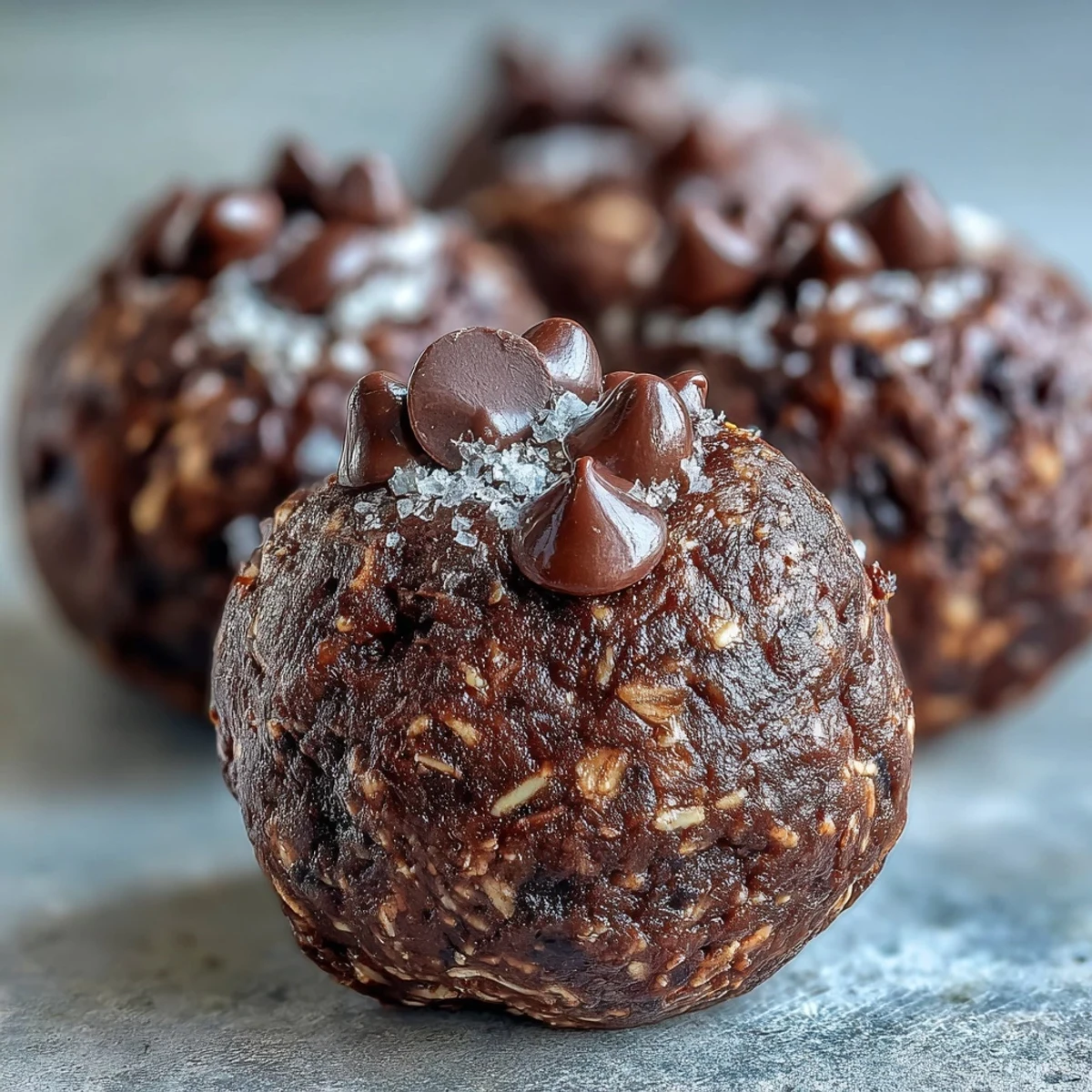 Vegan Chocolate Peanut Butter Protein Balls on a slate board with a small bowl of maple syrup, perfect for a quick post-workout snack.