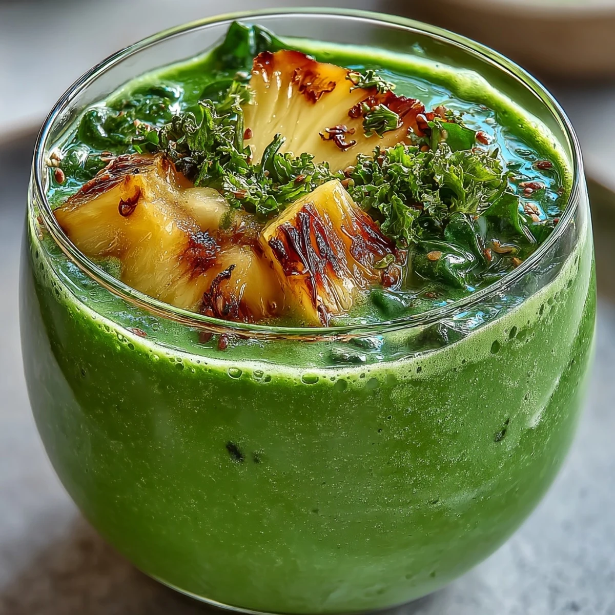 Tropical pineapple and baby spinach unite in this refreshing shamrock smoothie, naturally sweetened with ripe banana and almond milk.  