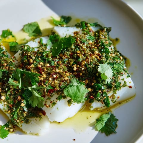 Bright image of Moroccan Chermoula Marinade, a flavorful paste ready to infuse fish with delicious tastes.