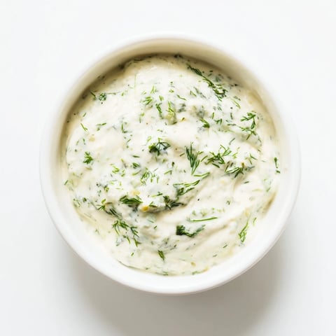 Creamy Greek yogurt herb dip, pictured with colorful, fresh herbs—a perfect appetizer.