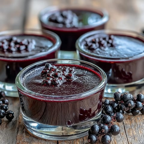 Creamy Black Currant Panna Cotta with glossy berry glaze in a glass ramekin.
