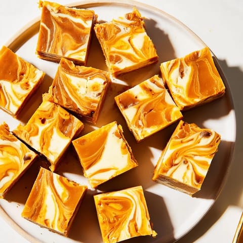 Decadent layers of pumpkin fudge and cheesecake, perfect for fall desserts.  