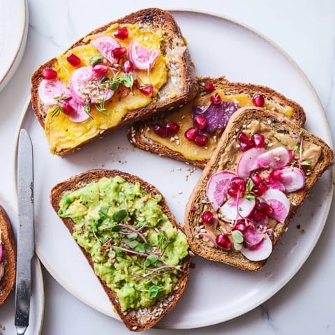 Colorful breakfast toasts featuring ube and avocado, a delightful fusion for mornings.  