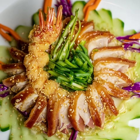 A festive, beautifully arranged Mighty Dragon Lunar New Year board showcasing Asian-inspired appetizers with dipping sauces.
