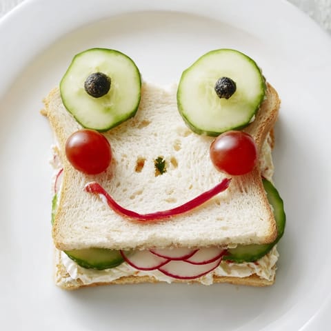 These Prince Charming Froggy sandwiches, decorated with grape eyes and tomato cheeks, look fun and delicious.