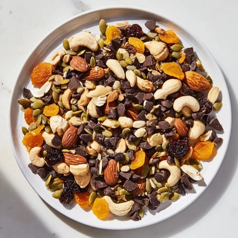 A close-up view of the homemade trail mix, perfect for fueling your hiking trip today.