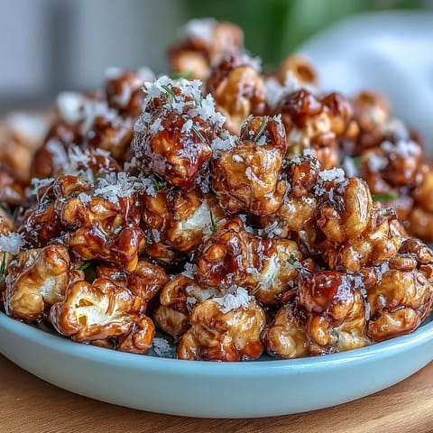 Gourmet truffle popcorn drizzled with aromatic oil and sprinkled with Parmesan and fleur de sel.  