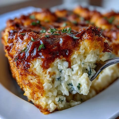 Funeral potatoes shepherds pie mash-up with golden cornflake topping, creamy mashed potatoes, and savory meat filling in a hearty casserole.