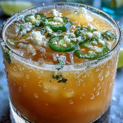 Vibrant Pineapple Jalapeño Agua Fresca cooling down a sunny day.