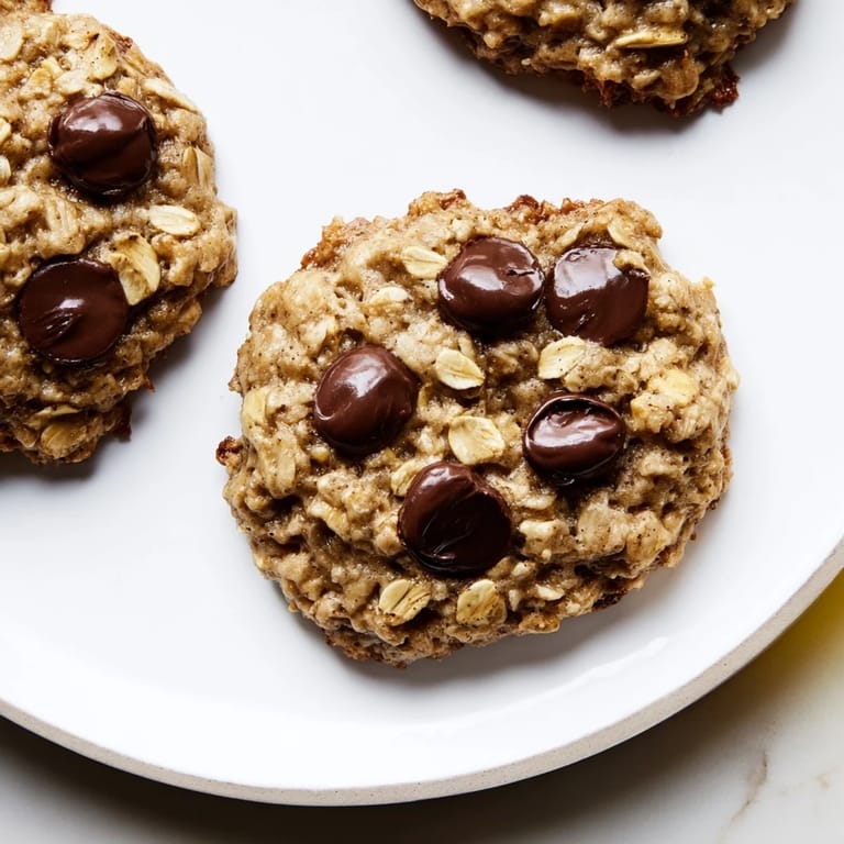 Delicious Oat-Banana Chocolate Chip Cookies, fresh from the oven, ready to satisfy any sweet craving.