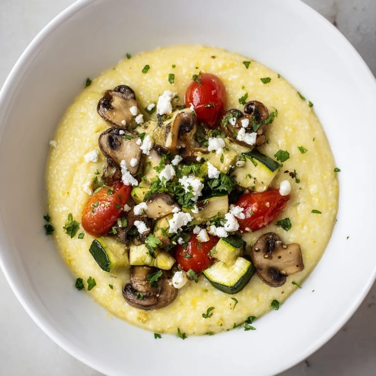 Enjoy this hearty Cornmeal Mush Polenta Bowls recipe: a vegetarian delight with a rich, savory base.