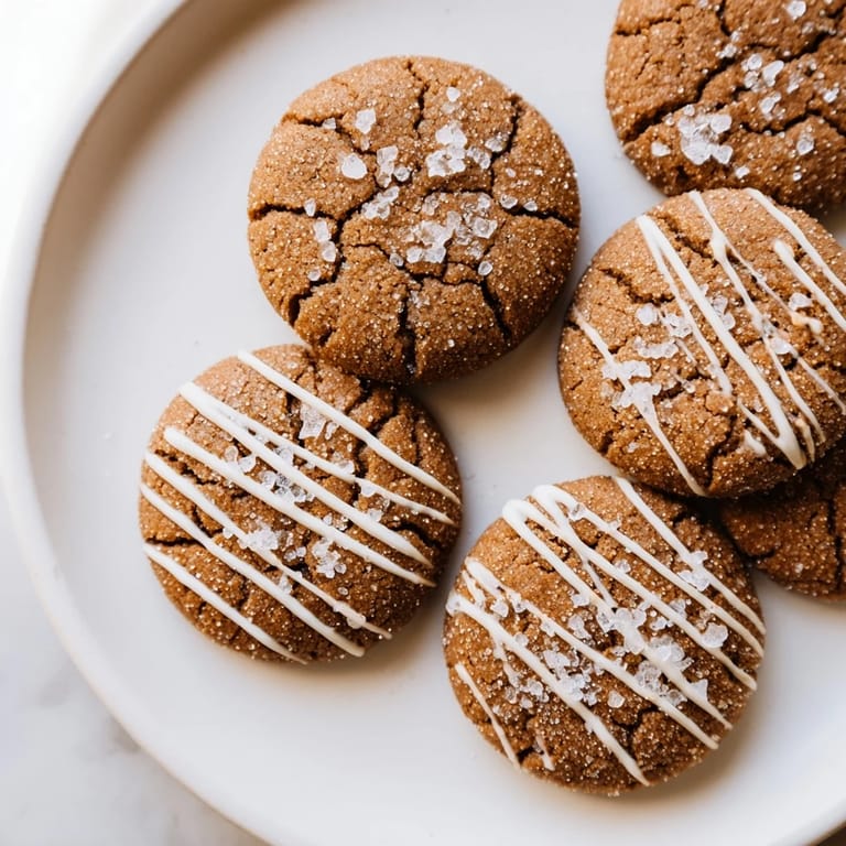 Freshly baked Gingerbread Latte Cookies, smelling of cinnamon, nutmeg and coffee, with a sweet drizzle.