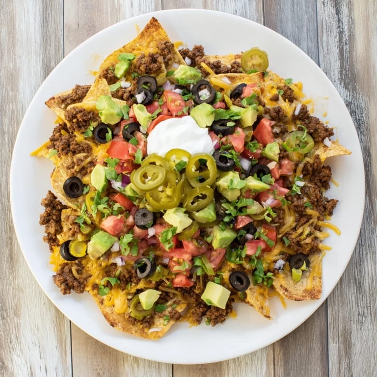 Sizzling, cheesy Sheet Pan Nachos with budget ground beef, perfect for a satisfying Tex-Mex appetizer everyone will enjoy.