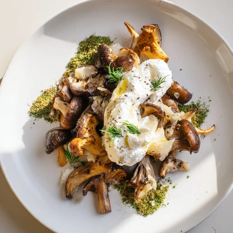 Imagine a rustic wooden board piled high with the cottagecore mushroom and moss platter ingredients.
