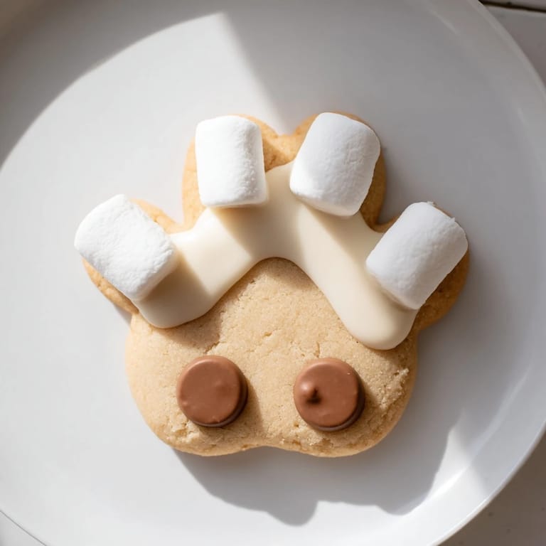 Freshly baked Polar Bear Paw Print Cookies, adorable sugar cookies ready for a festive treat.