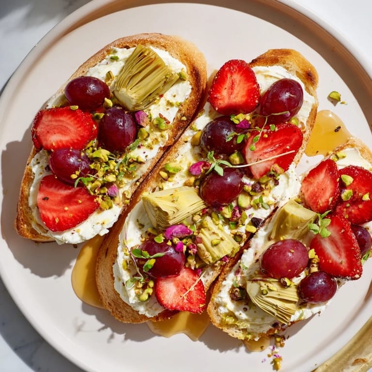 Golden-brown toasted baguette slices surrounding the enticing Zero-Proof Celebration Spread, ready to be sampled.