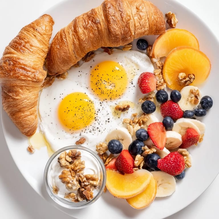 A colorful Soleil Matinal Breakfast Platter offers a delicious array of fresh, ripe fruits and creamy yogurt.