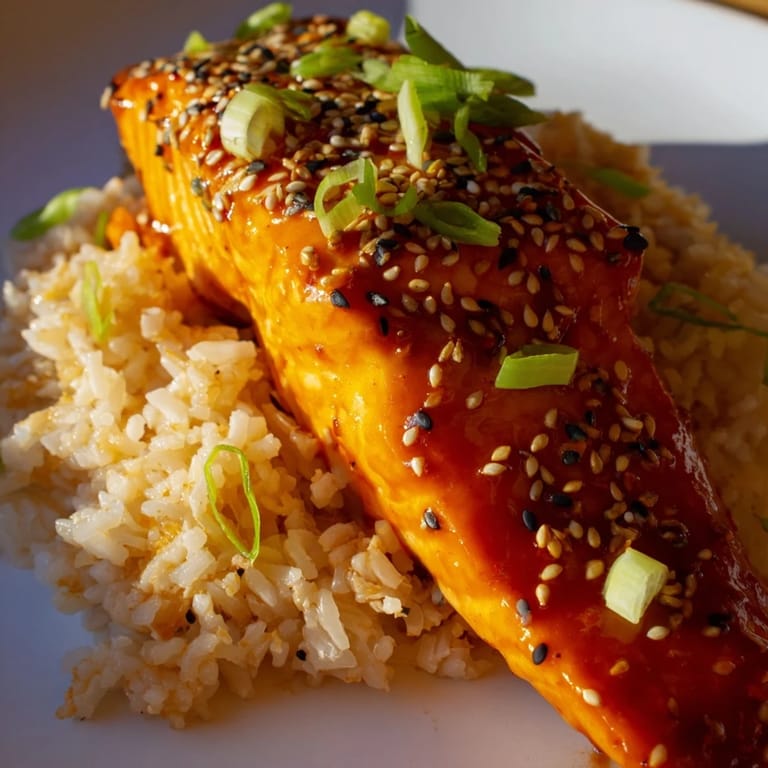 Imagine vibrant glazed Sticky Orange Salmon fillets, perfect with a flavorful orange gochujang sauce.