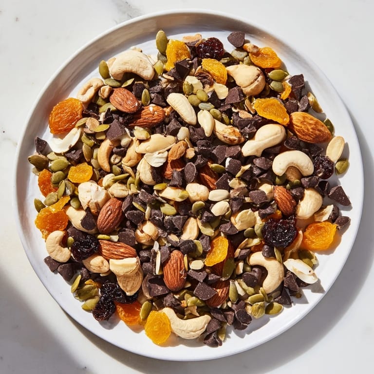 A close-up view of the homemade trail mix, perfect for fueling your hiking trip today.