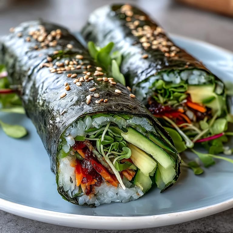 Colorful Nori Rolls with an array of fresh, crunchy vegetables for a healthy bite.