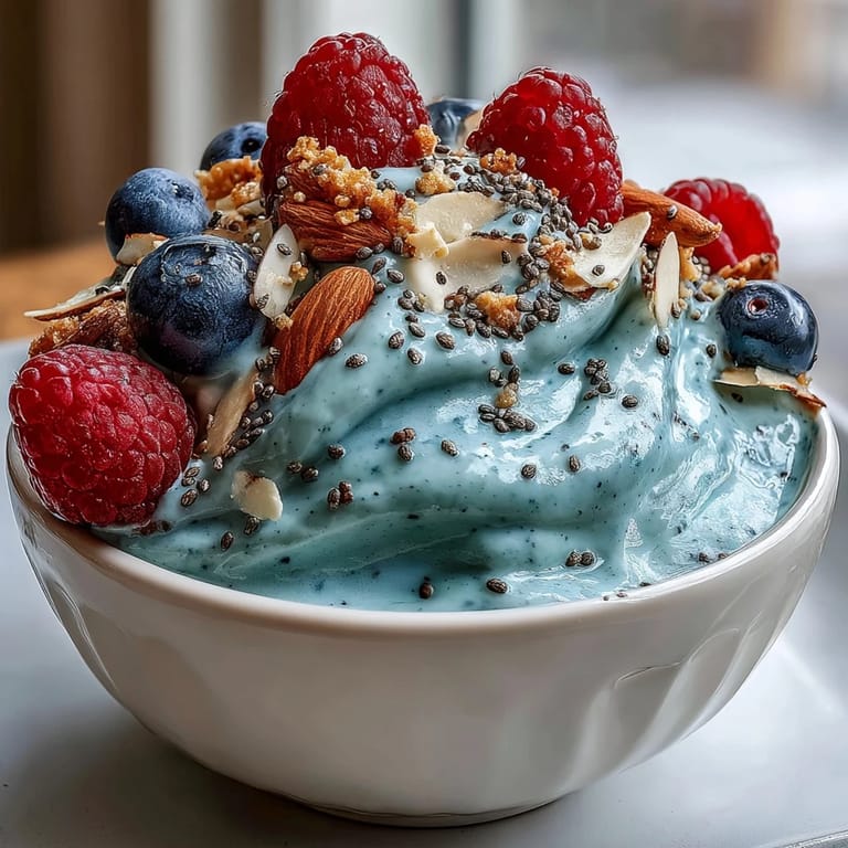 A vibrant Berry Greek Yogurt Smoothie Bowl in a chilled bowl, garnished with fresh fruit, granola, and coconut flakes for extra crunch.