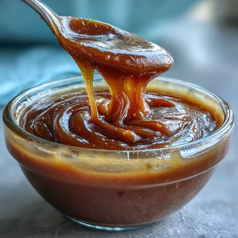 A rich, umami-infused caramel sauce made with white miso, perfect for dipping fresh apples or pears in a cozy dessert spread.