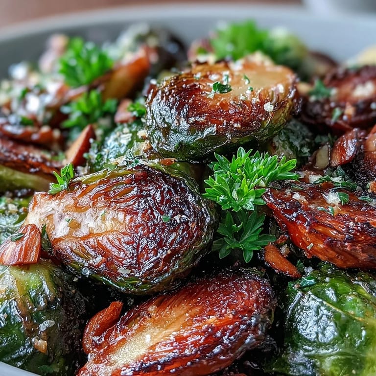Golden-brown Brussels sprouts tossed with fresh thyme, lemon zest, and parsley, finished with sliced almonds.  