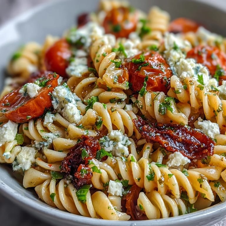 Bright and refreshing lemon vinaigrette pasta salad featuring al dente pasta, crunchy cucumbers, and sweet cherry tomatoes, tossed in a zesty homemade dressing.