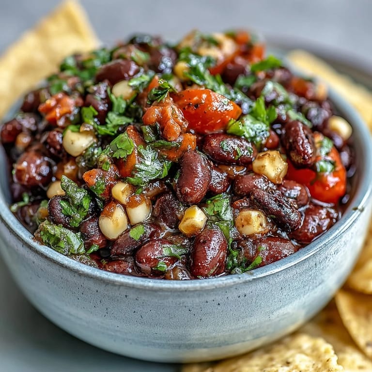 Easy Cowboy Caviar Dip featuring black beans, sweet corn, and pico de gallo—perfect for parties.