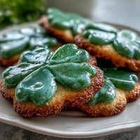 Vibrant St. Patricks Day Shamrock Sugar Cookies with glossy royal icing and festive green accents, perfect for holiday celebrations.