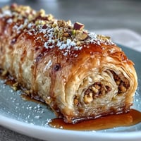 Crispy phyllo pastry rolls filled with crushed pistachios and drizzled with fragrant orange blossom syrup.
